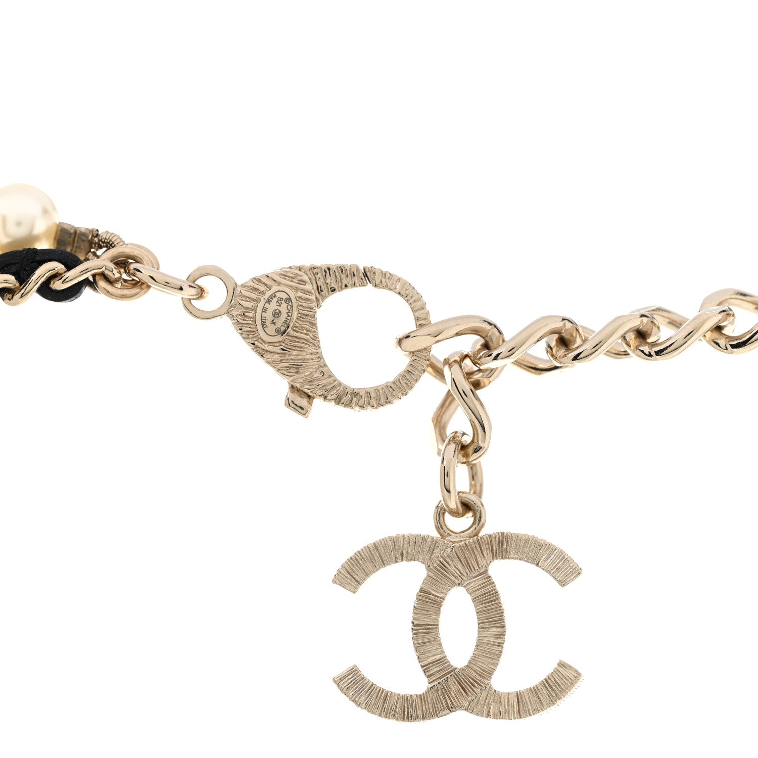 Chanel Pearl Crystal Lambskin CC Choker Gold Black 5 of 7