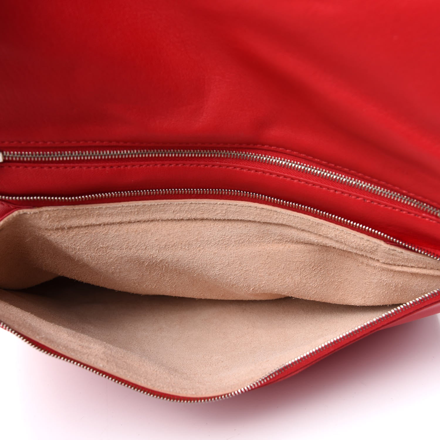 Celine Lambskin Rolled Soft Trio Clutch Bright Red 5 of 7