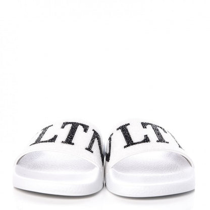 Valentino Garavani Rubber Swarovski Crystal VLTN Pool Slide Sandals 38 White 2 of 7