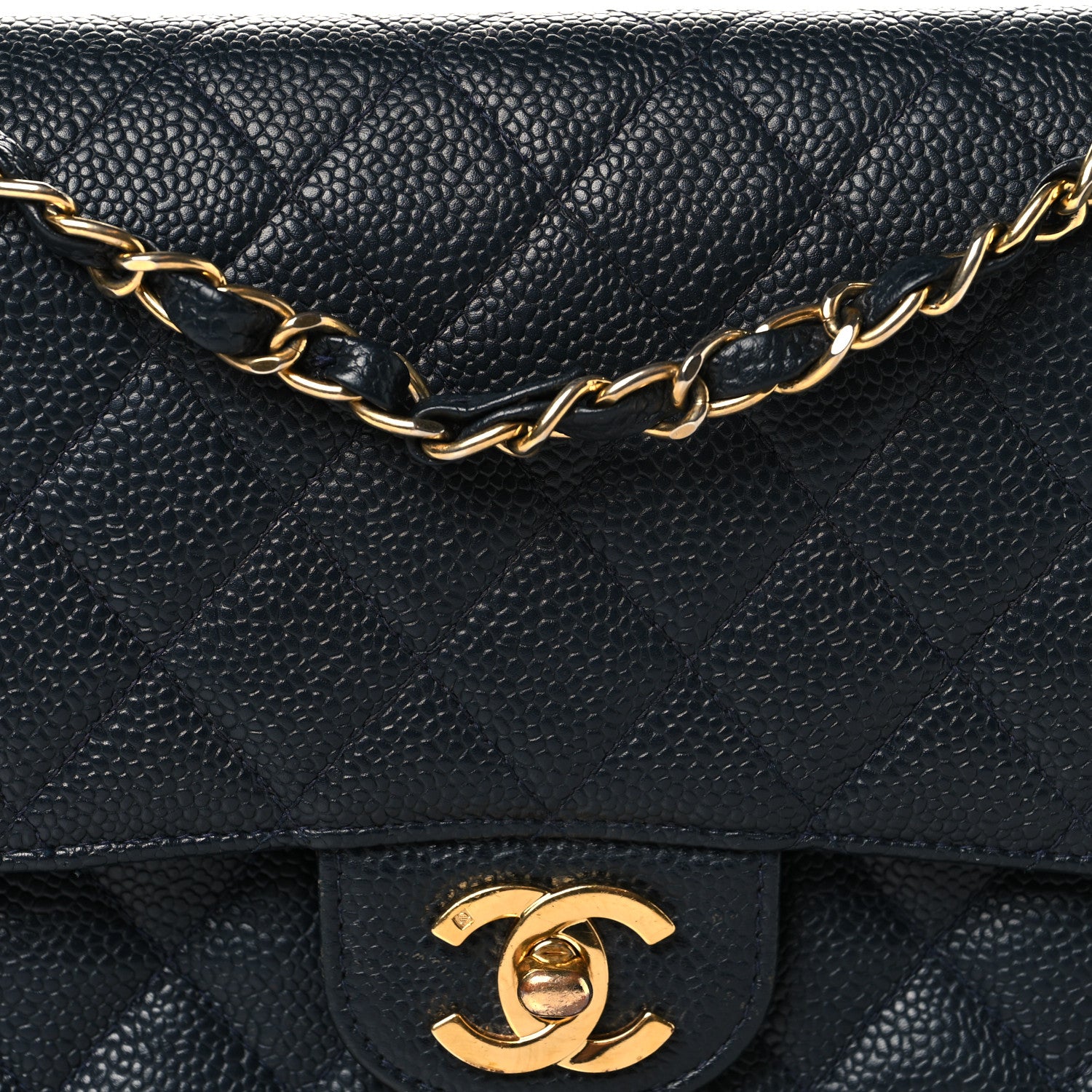 Chanel Caviar Quilted Small Double Flap Navy 8 of 10