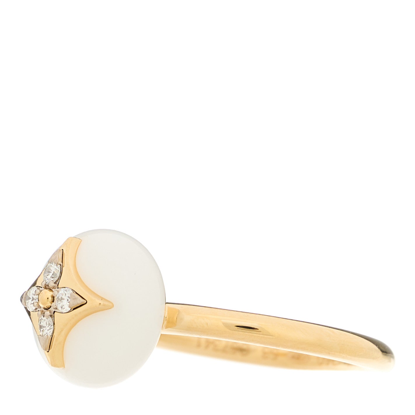 Louis Vuitton 18K Yellow Gold Diamond White Agate Idylle Blossom Ring 53 6.25 4 of 6