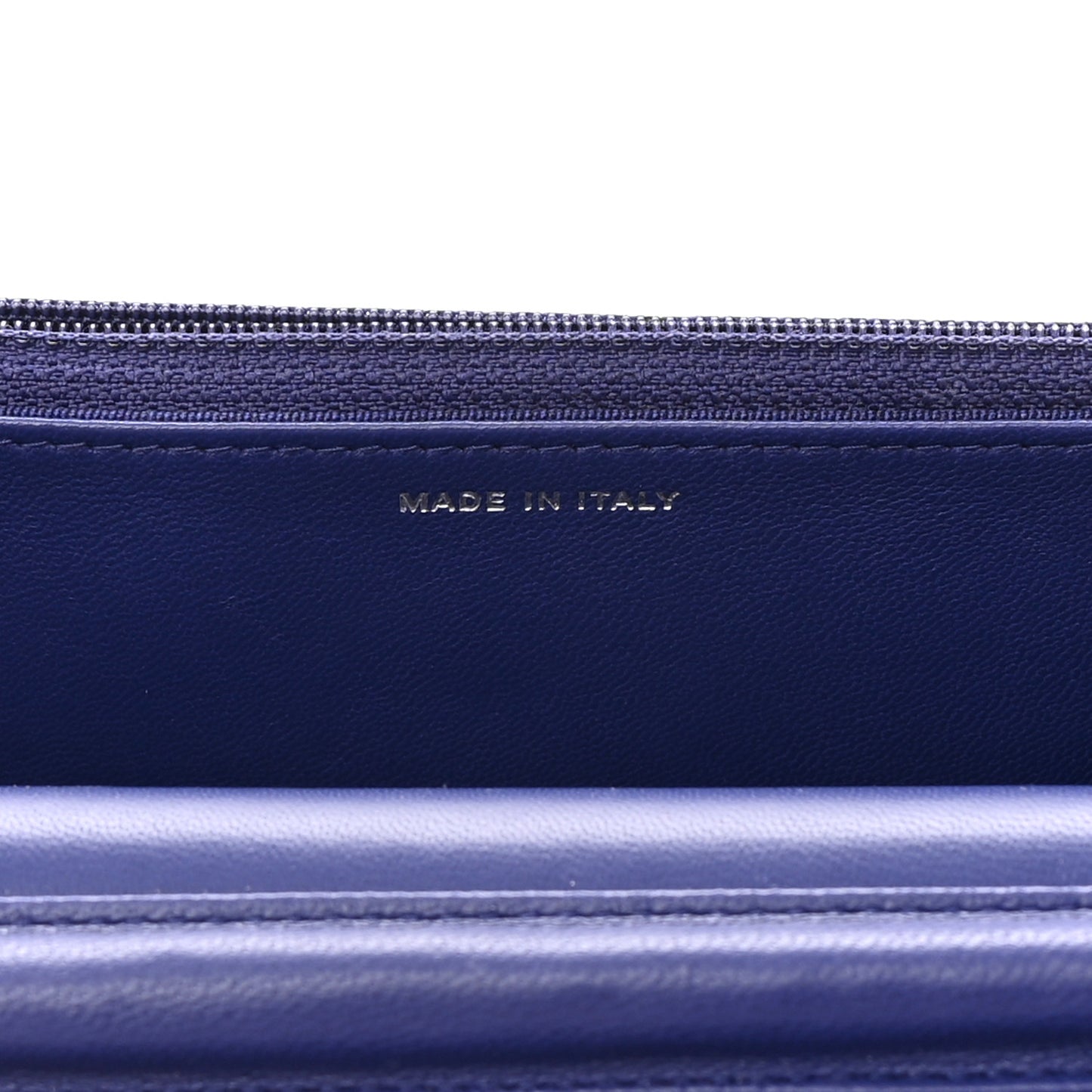 Lambskin Quilted Wallet On Chain WOC Blue