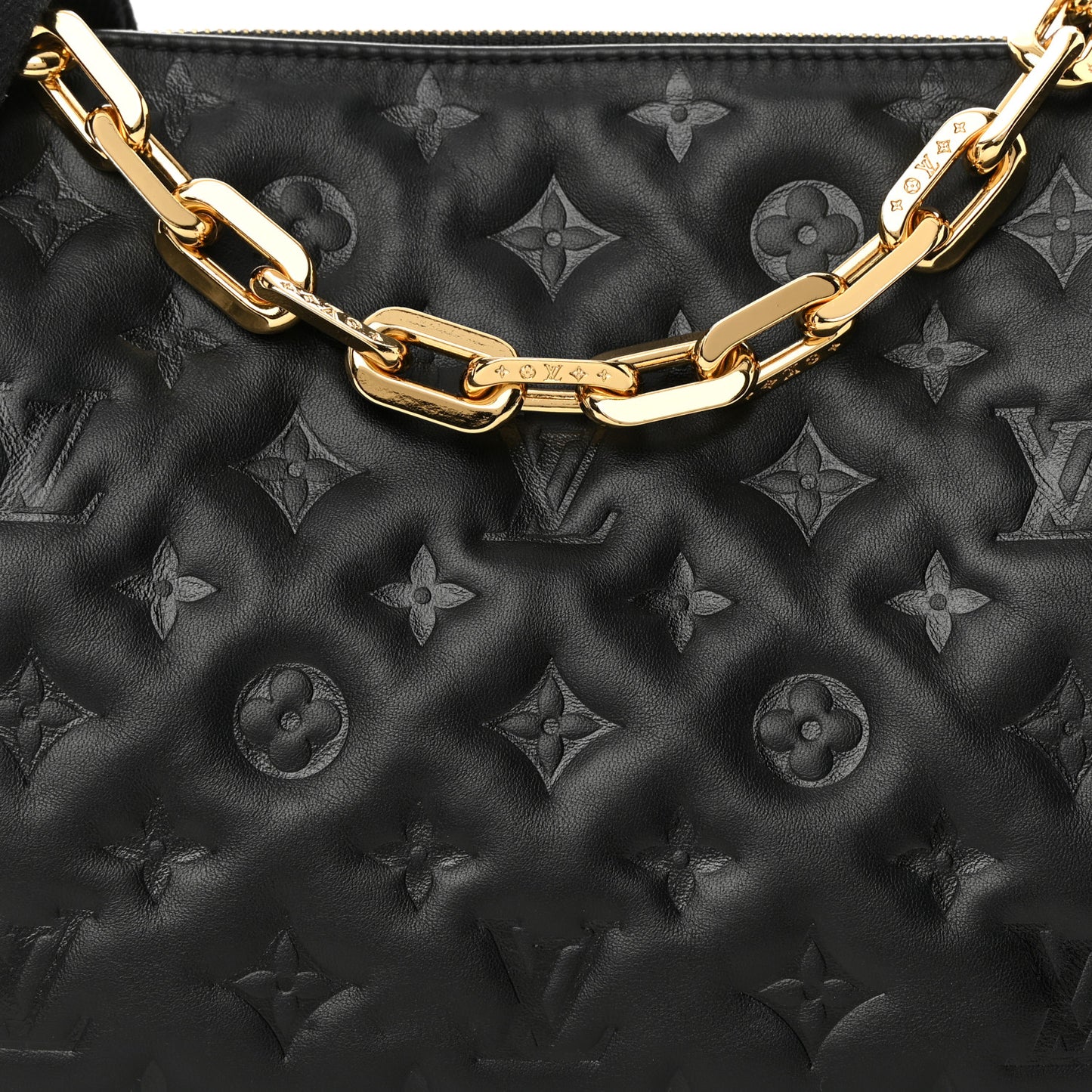Lambskin Embossed Monogram Coussin PM Black