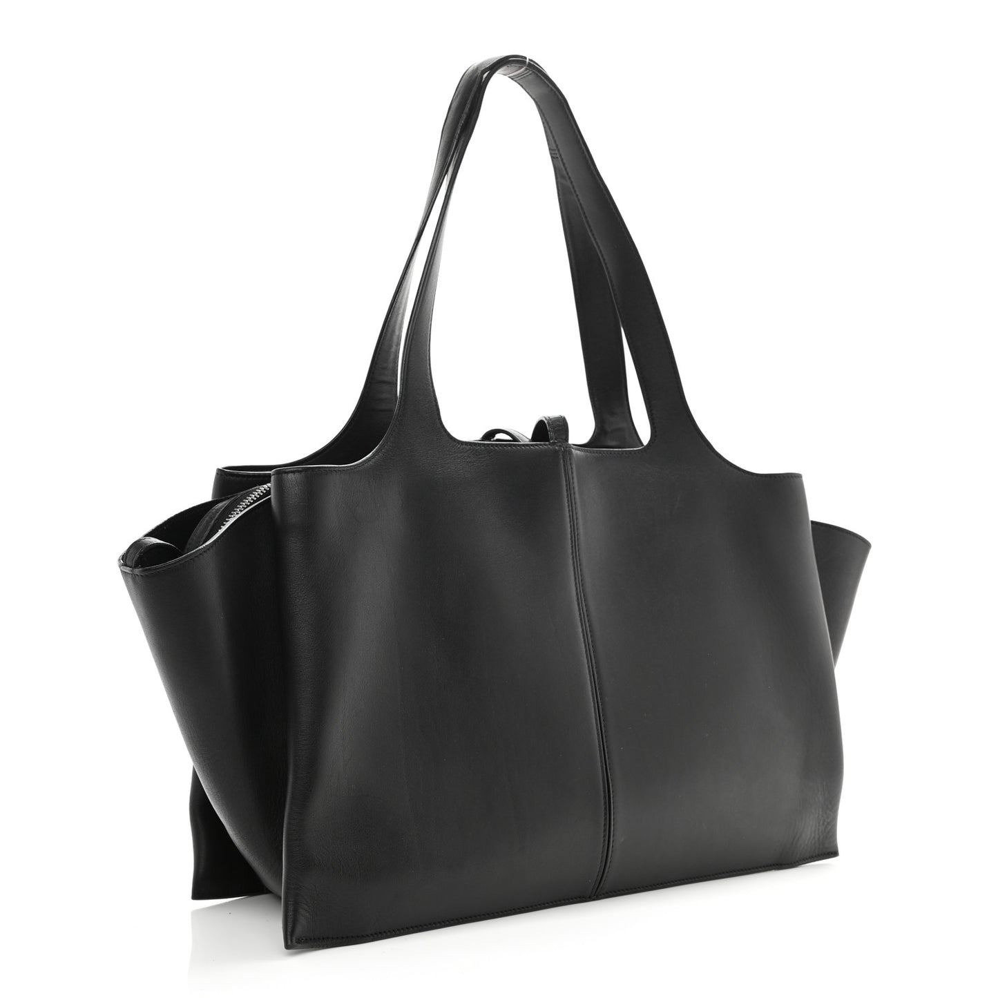 Baby Grained Calfskin Medium Tri-Fold Bag Black
