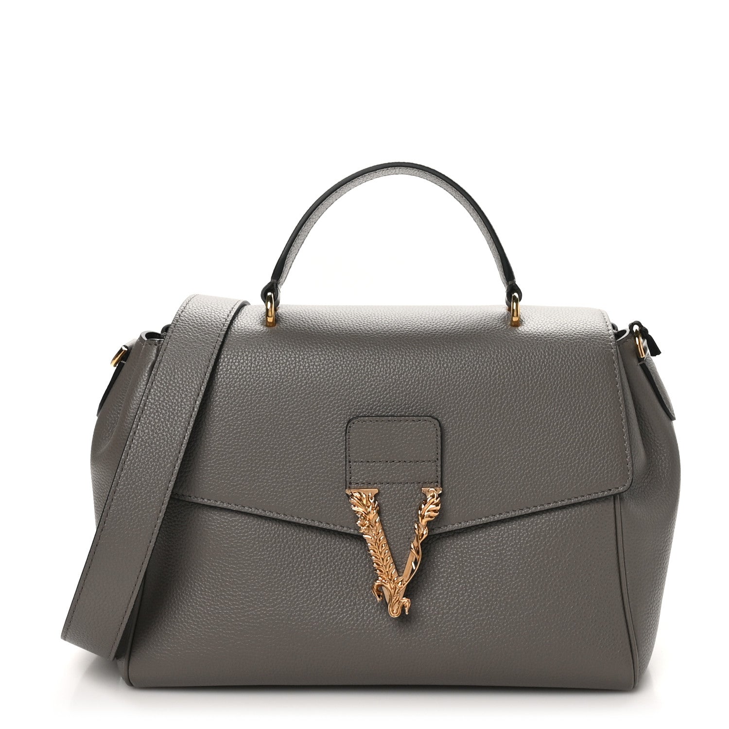 Versace Calfskin Virtus Top Handle Bag Grey 1 of 9