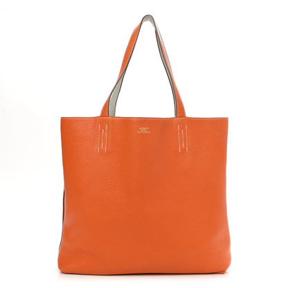 Hermes Taurillon Clemence Double Sens 36 Reversible Tote Gris Perle Orange 1 of 15