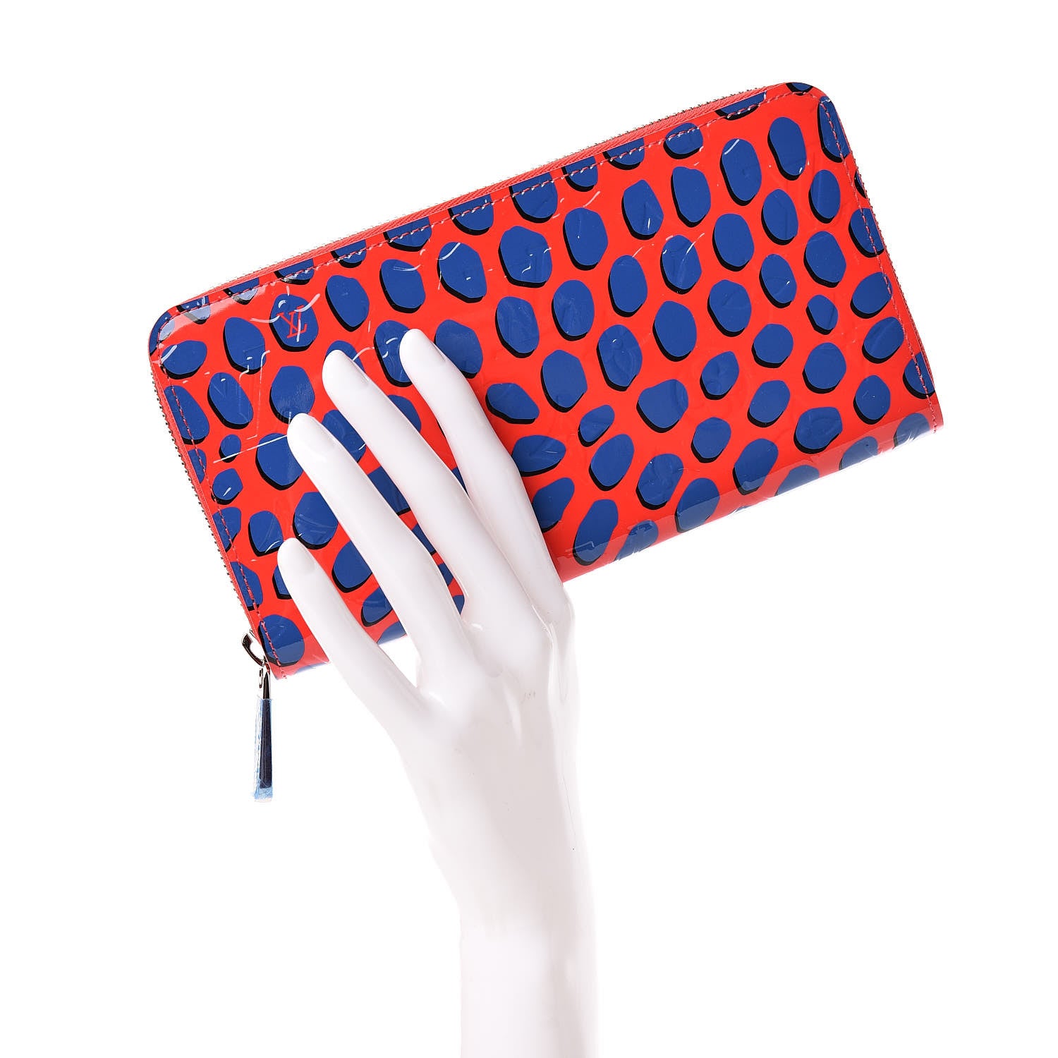 Louis Vuitton Vernis Jungle Dots Zippy Wallet Coquelicot Denim 2 of 9
