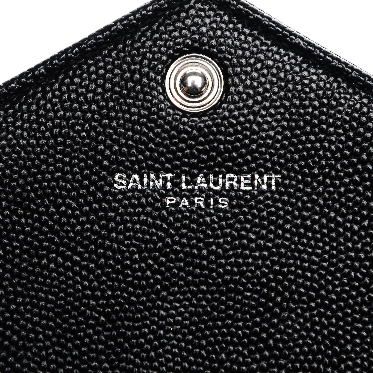 Saint Laurent Grain De Poudre Matelasse Chevron Monogram Envelope Chain Wallet Black 6 of 7