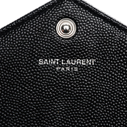 Saint Laurent Grain De Poudre Matelasse Chevron Monogram Envelope Chain Wallet Black 6 of 7