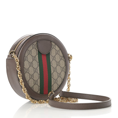Gucci GG Supreme Monogram Web Mini Ophidia Round Shoulder Bag Brown 3 of 10