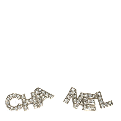 Chanel Crystal Cha-Nel Logo Earrings Gold 1 of 5