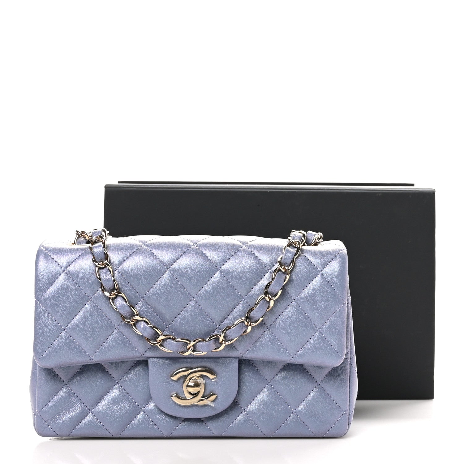 Chanel Iridescent Lambskin Quilted Mini Rectangular Flap Light Purple 11 of 11
