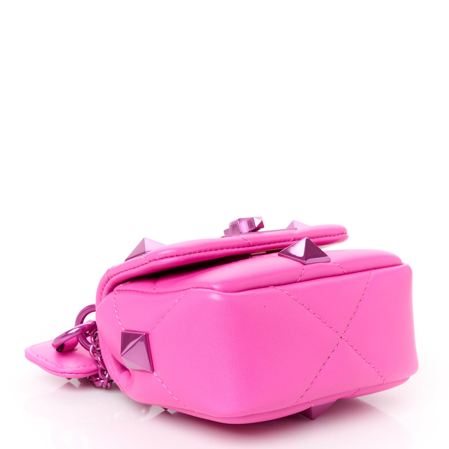 Nappa Lacquer Monochrome Mini Roman Stud Shoulder Bag Pink PP
