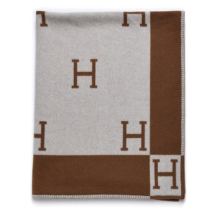 Hermes Wool Cashmere New Classic Avalon Blanket Ecru Camel 1 of 4