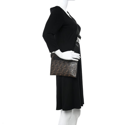 Fendi Vitello Century Bi-Color FF 1974 Embossed Messenger Maya Black 2 of 11