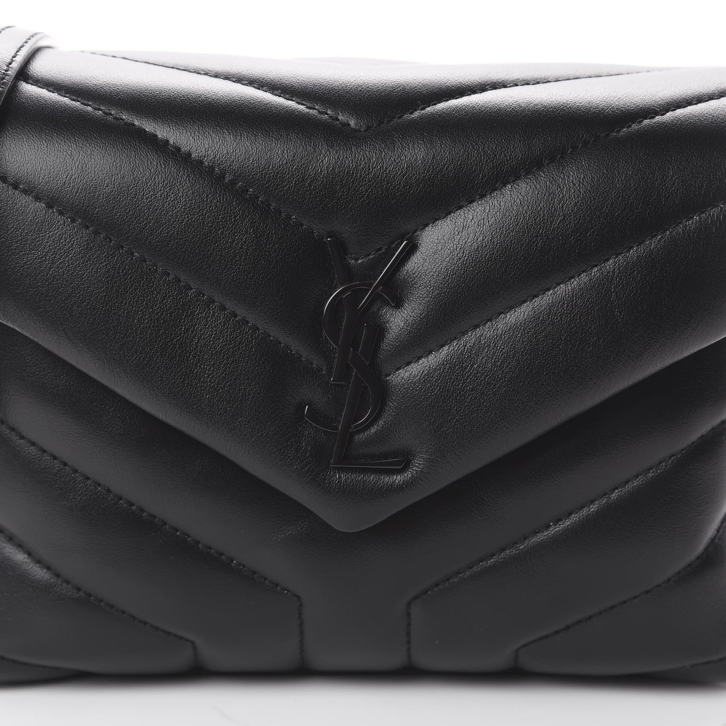 Calfskin Y Quilted Monogram Toy Loulou Crossbody Bag Black