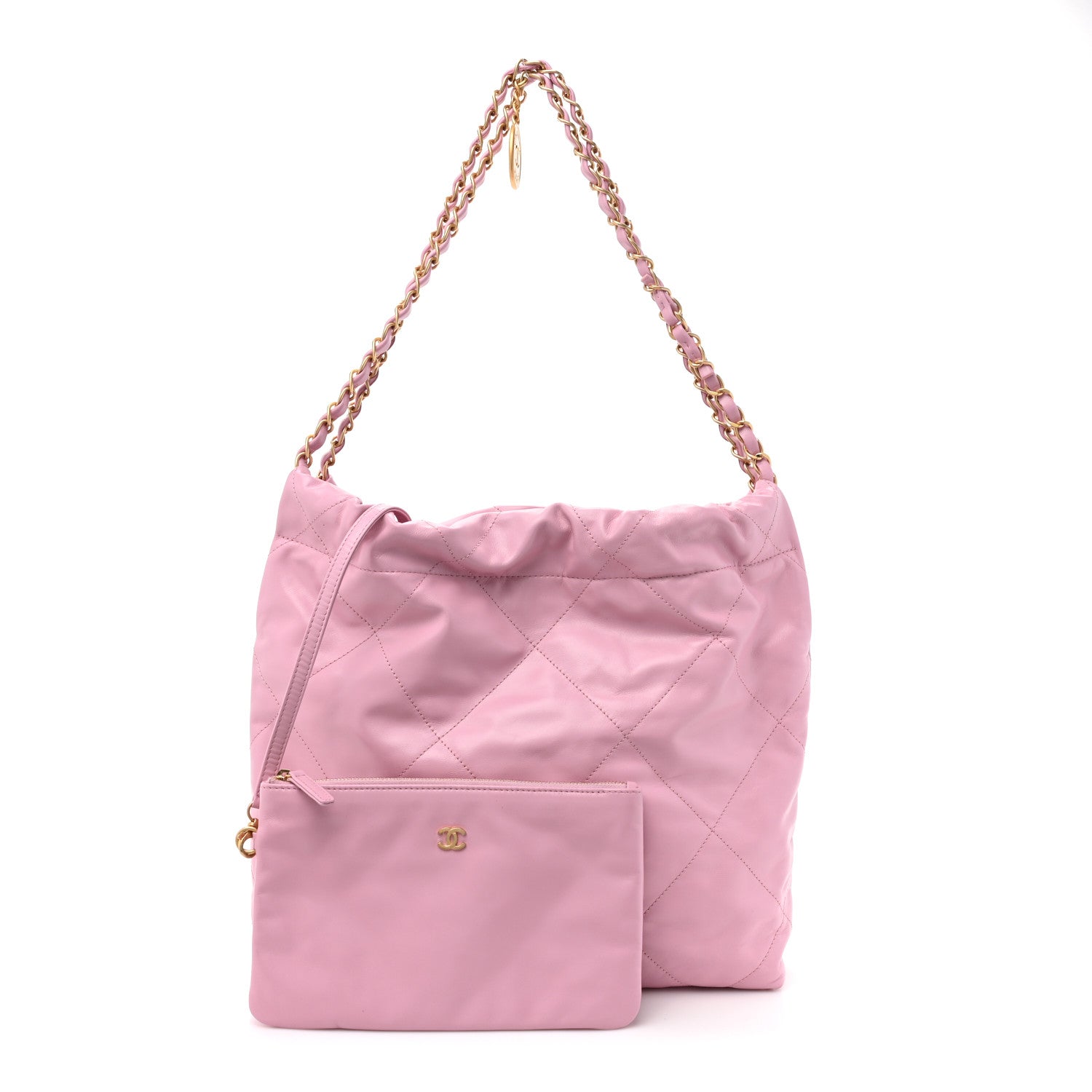 Chanel Shiny Calfskin Quilted Small Chanel 22 Pink 1 of 11