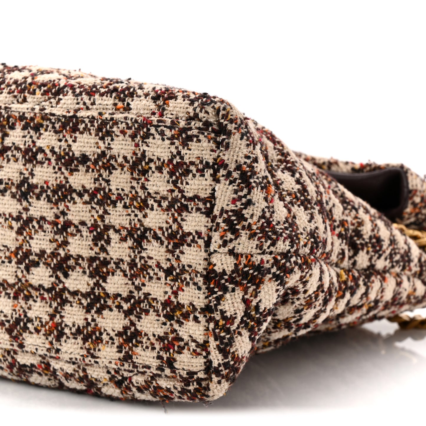 Tweed Quilted Medium Loulou Puffer Monogram Chain Satchel Beige Umber Multicolor