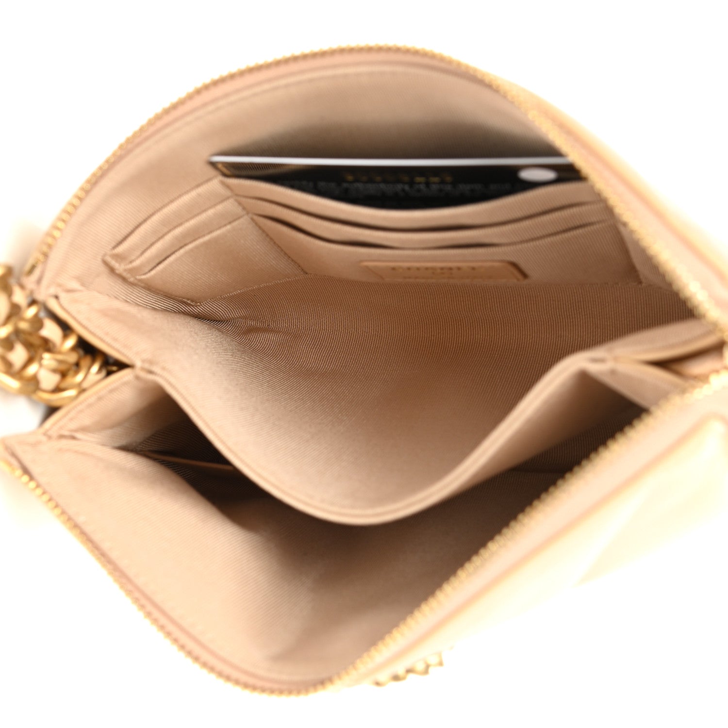 Chanel Shiny Goatskin Quilted Small Chanel 19 Pouch With Handle Beige 6 of 8