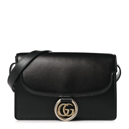 Gucci Textured Calfskin Small Torchon GG Ring Shoulder Bag Black 1 of 9