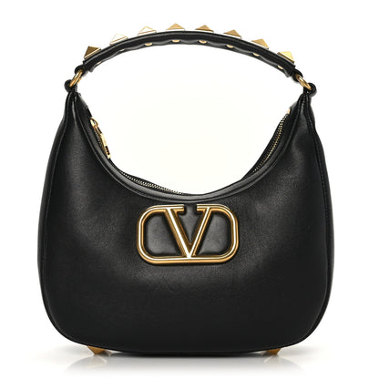 Valentino Garavani Calfskin Stud Sign Zip Hobo Black 1 of 8