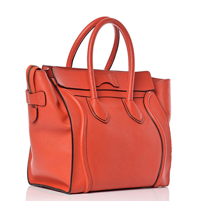 Celine Drummed Calfskin Mini Luggage Coquelicot 3 of 11