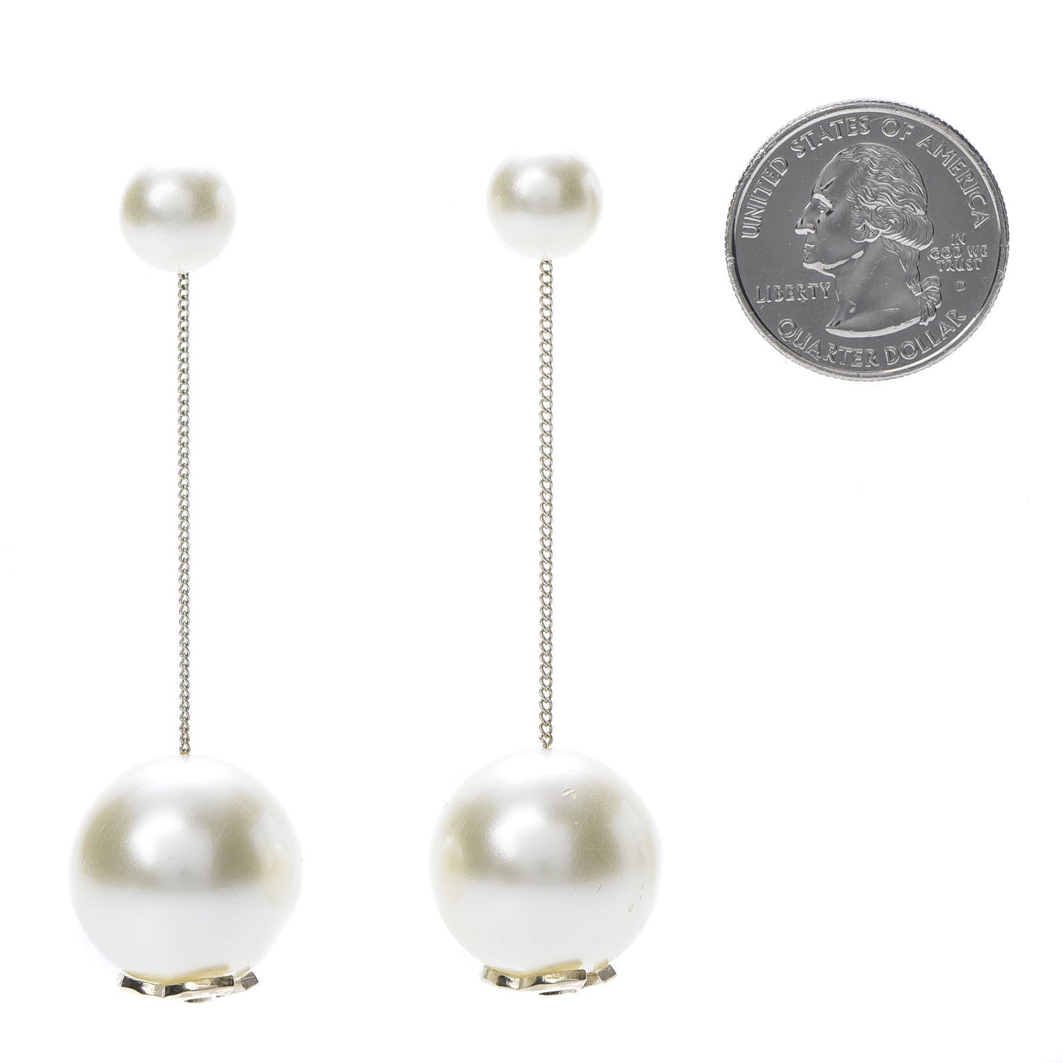 Chanel Pearl CC Drop Earrings Gold 2 of 6