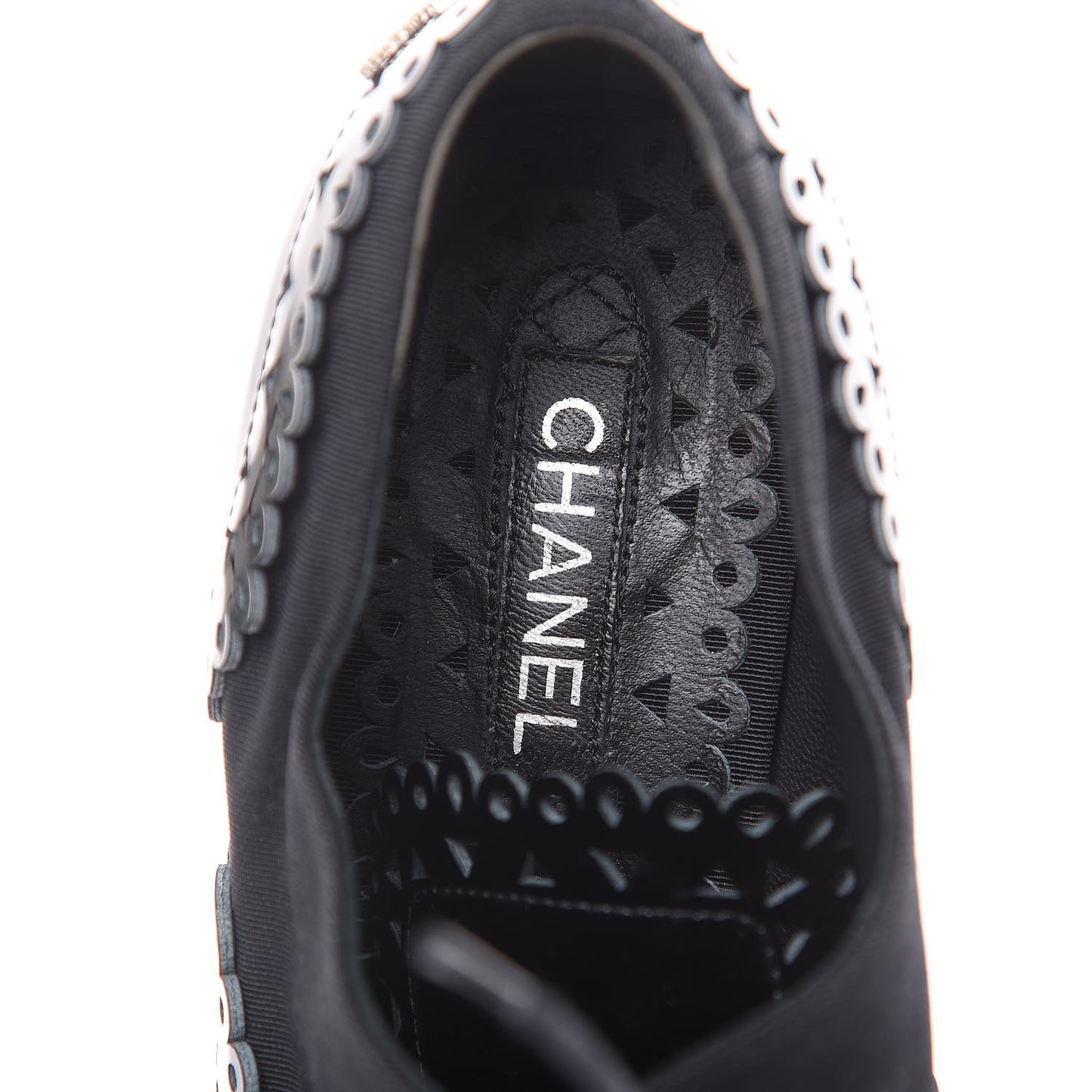 Patent Calfskin Quilted Lace Up Platform Oxford 38.5 Black