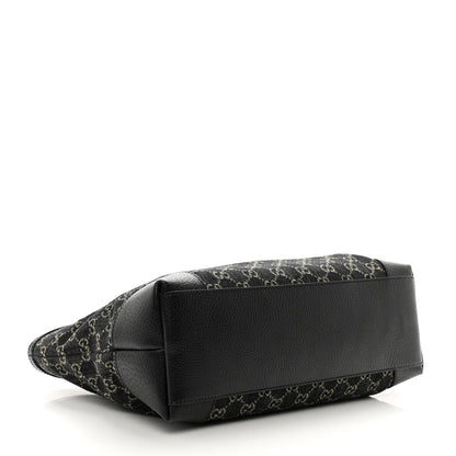 Gucci Jacquard Black Denim GG Monogram Medium Ophidia Shopping Tote Black Ivory 4 of 10