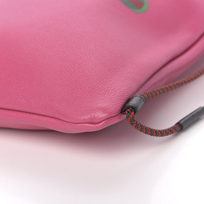 Gucci Grained Calfskin Logo Drawstring Backpack Box Pink Green Black 10 of 10