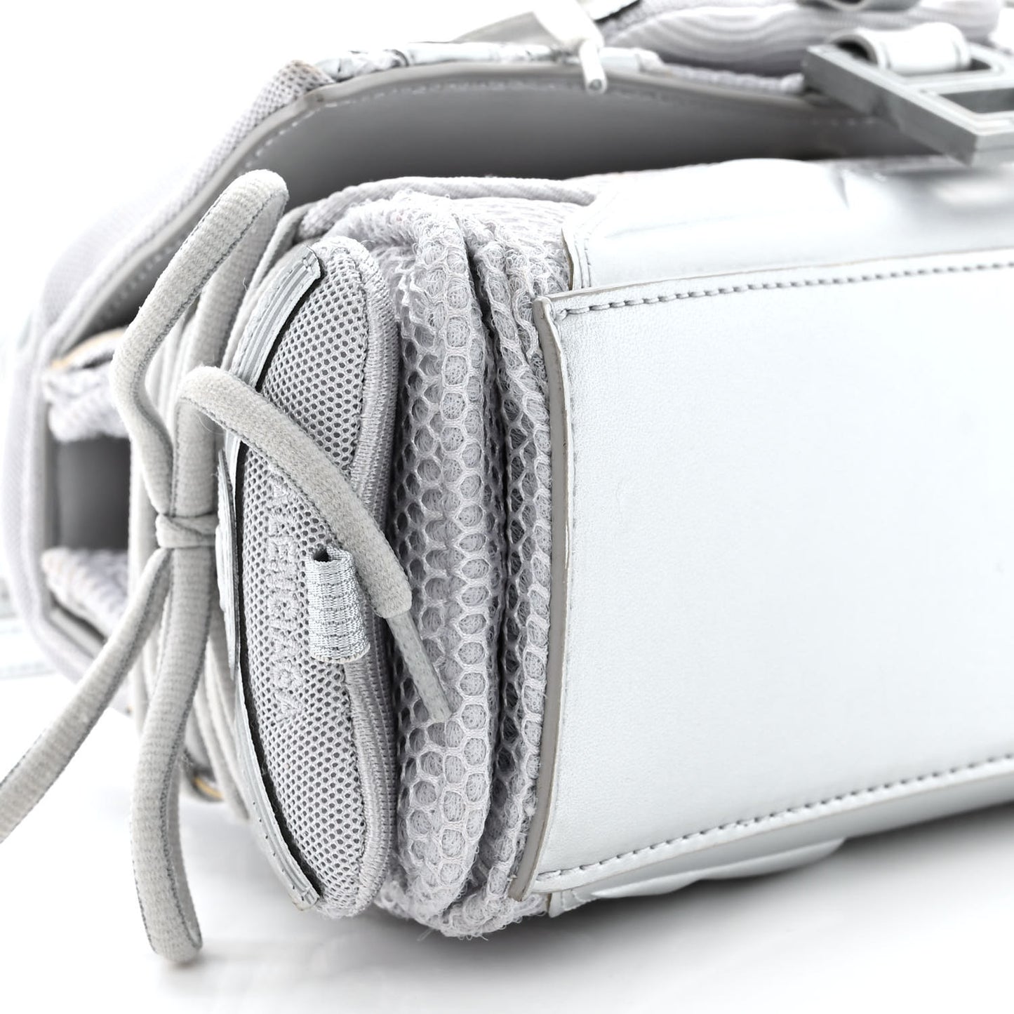 Faux Calfskin Fabric Small Sneakerhead Top Handle Bag Silver