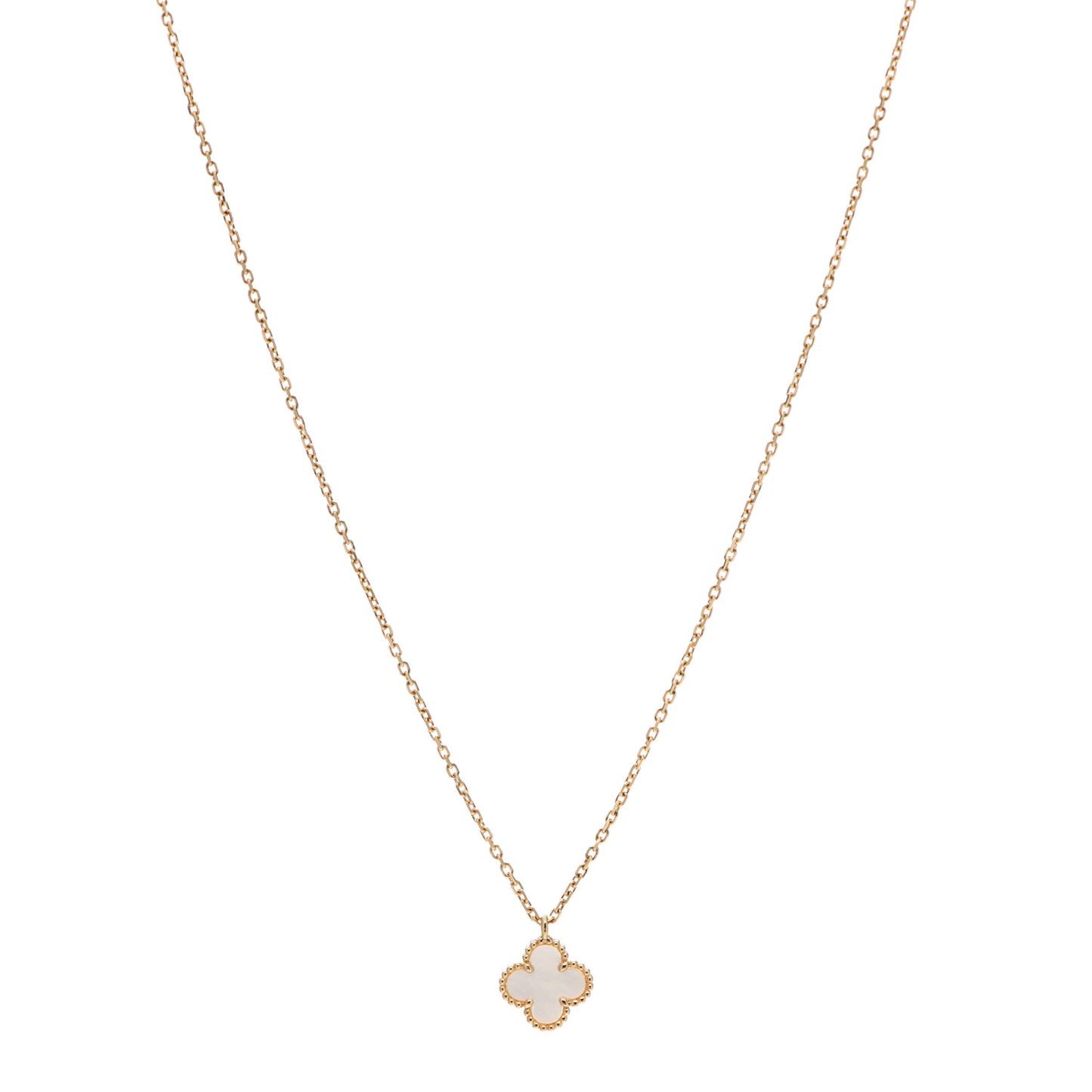 18K Yellow Gold Mother of Pearl Sweet Alhambra Pendant Necklace