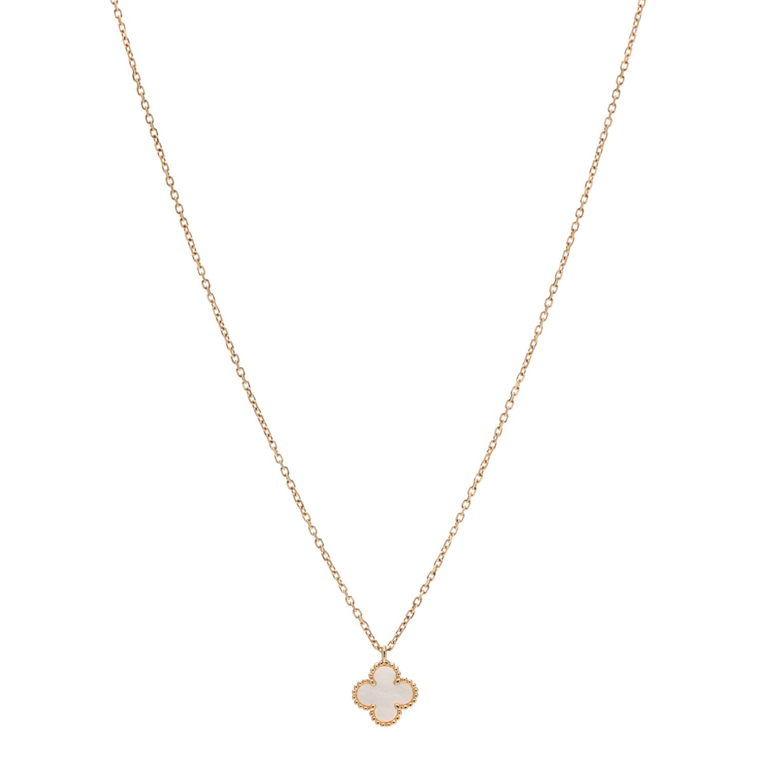 Van Cleef & Arpels 18K Yellow Gold Mother of Pearl Sweet Alhambra Pendant Necklace 1 of 6