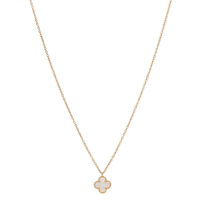 Van Cleef & Arpels 18K Yellow Gold Mother of Pearl Sweet Alhambra Pendant Necklace 1 of 6