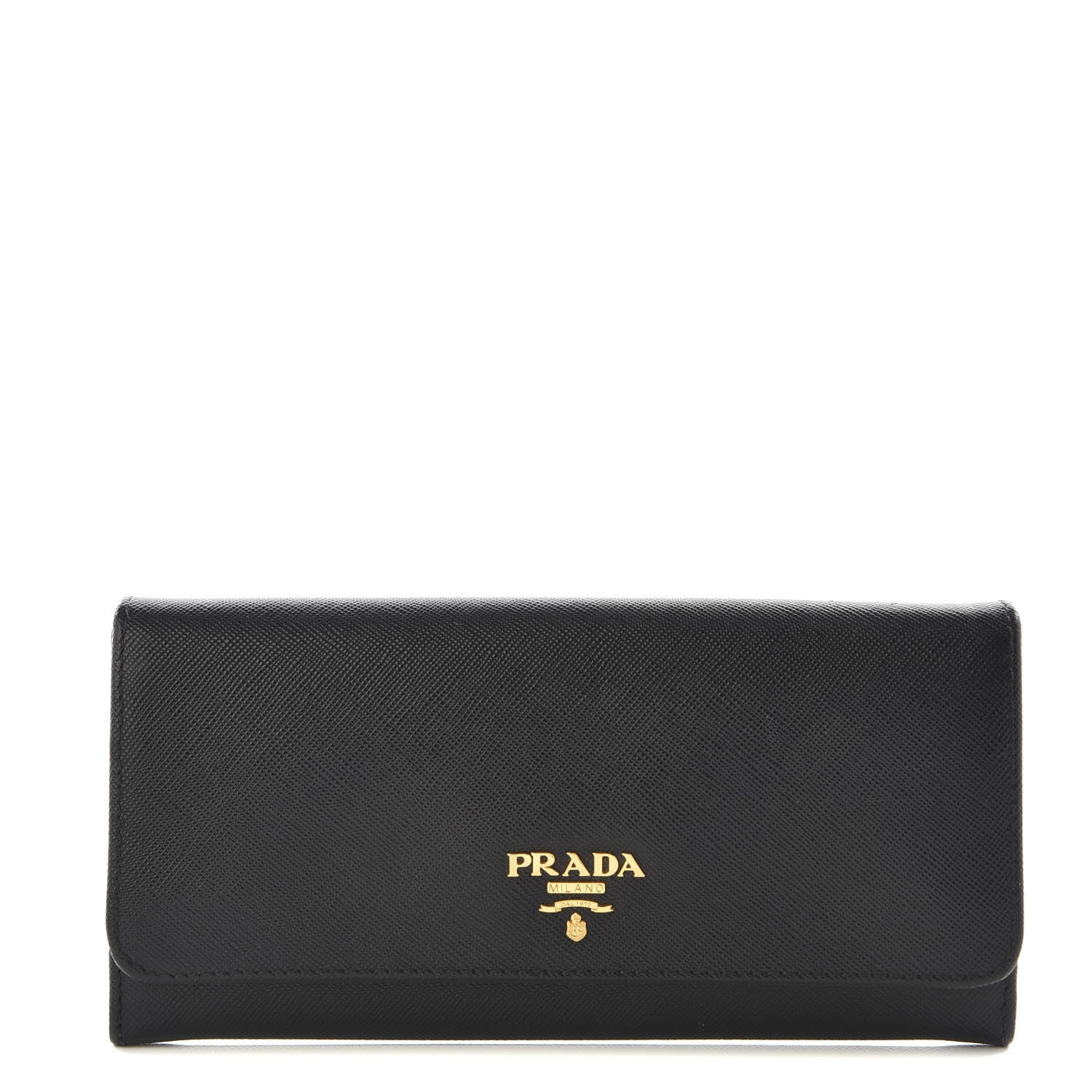 Prada Saffiano Metal Continental Flap Wallet Black 1 of 7