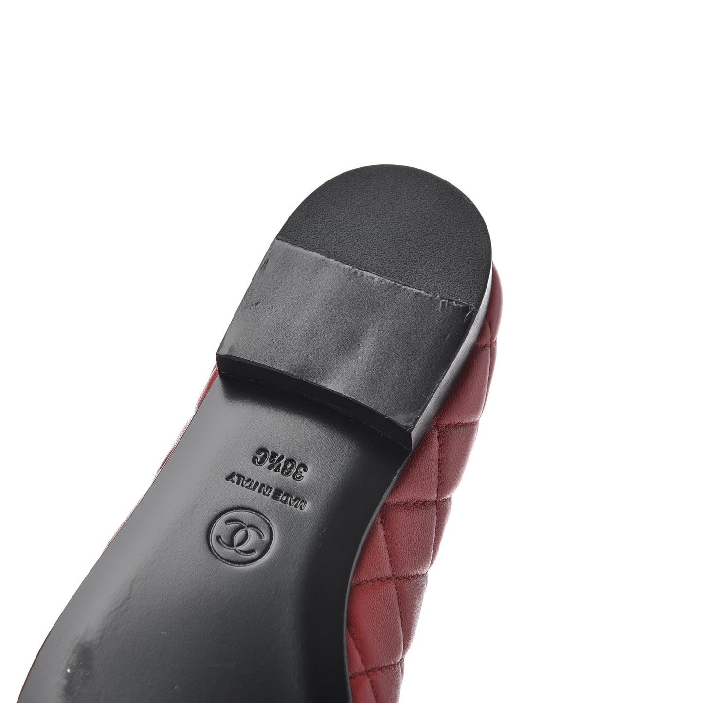 Lambskin Quilted CC Cap Toe Ballerina Flats 36.5 Red