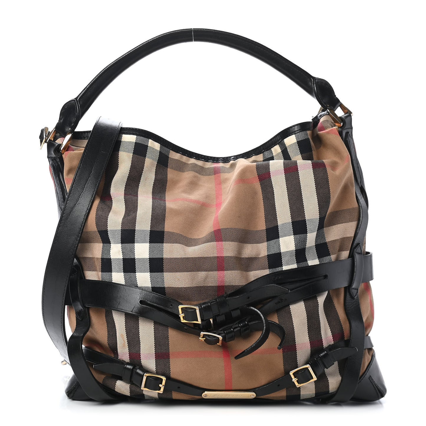 House Check Bridle Calfskin Medium Gosford Hobo Black