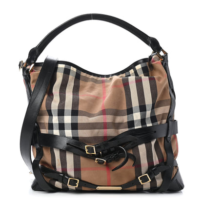 Burberry House Check Bridle Calfskin Medium Gosford Hobo Black 1 of 11