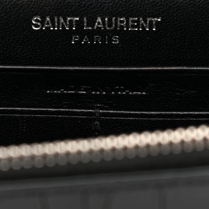 Saint Laurent Calfskin Crocodile Embossed Kate Monogram Tassel Chain Wallet Black 7 of 11