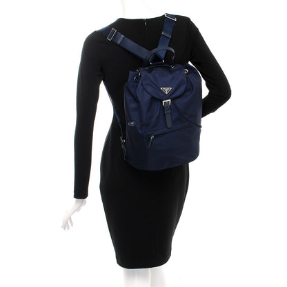 Prada Nylon Vela Saffiano Medium Cinch Backpack Baltico 2 of 8