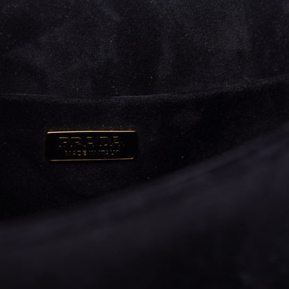 Prada Velluto Ricamo Cahier Shoulder Bag Black 6 of 10