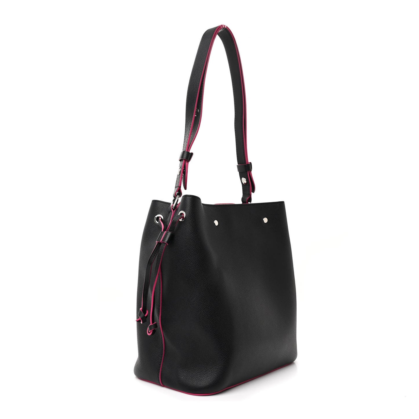Calfskin Lockme Bucket Black