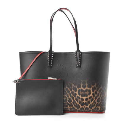 Christian Louboutin Calfskin Degrade Leopard Print Spikes East West Cabata Tote Black Multi 1 of 11