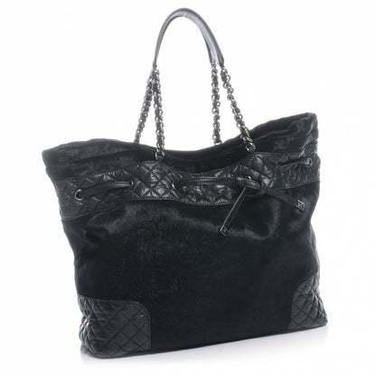 Chanel Pony Hair Quilted Drawstring Tote Black 3 of 7
