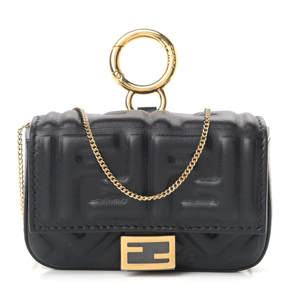 Fendi Nappa Matisse FF Embossed Nano Baguette Charm Black 1 of 7