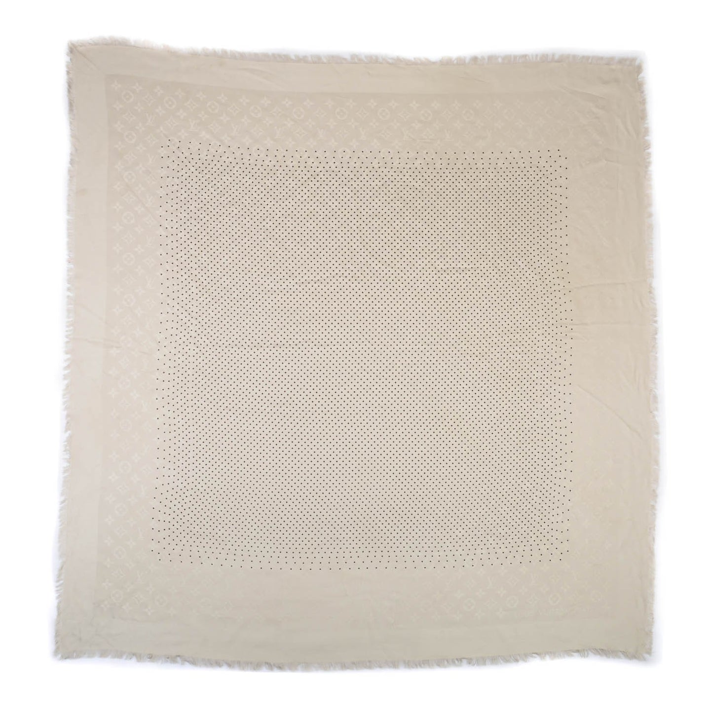Silk Wool Monogram Pois Shawl Beige