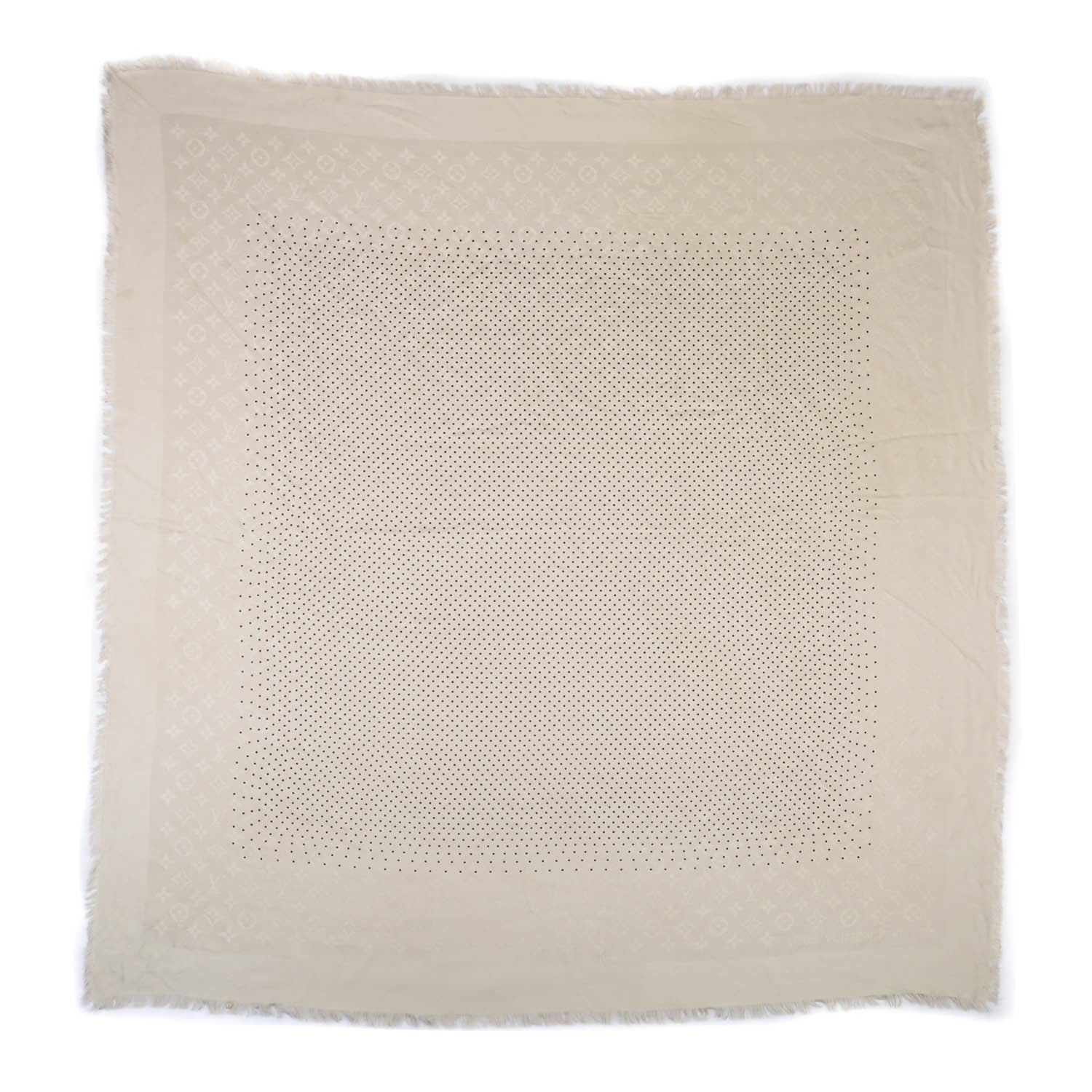 Louis Vuitton Silk Wool Monogram Pois Shawl Beige 2 of 5