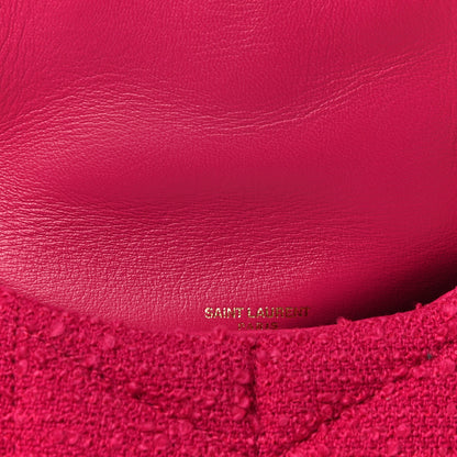 Saint Laurent Shearling Quilted Toy Loulou Puffer Monogram Chain Satchel Fuchsia 11 of 11
