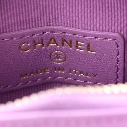 Chanel Lambskin Quilted CC In Love Heart Waist Belt Bag With Chain Purple 6 of 11