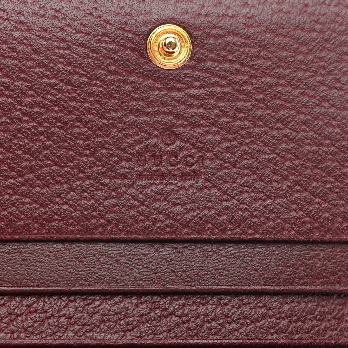 Textured Calfskin Web Ophidia Card Case Vintage Bordeaux
